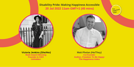 Disability pride: Making happiness accessible - Webinar banner