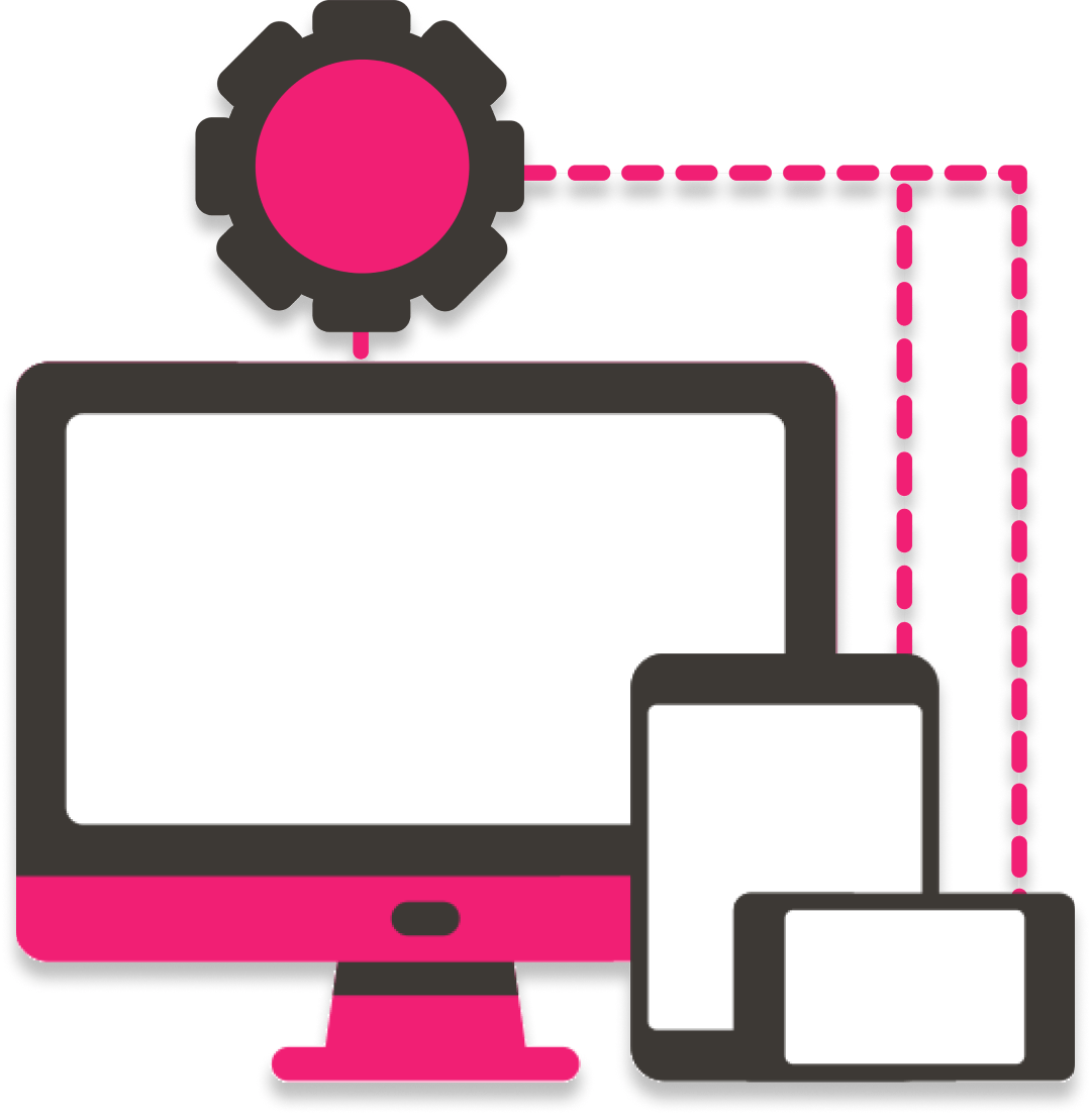Icon of a pink desktop, tablet and mobile
