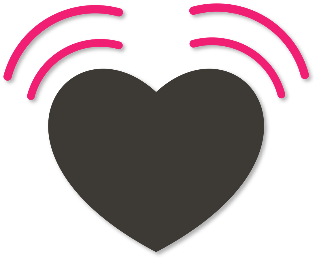 Icon of a grey heart vibrating