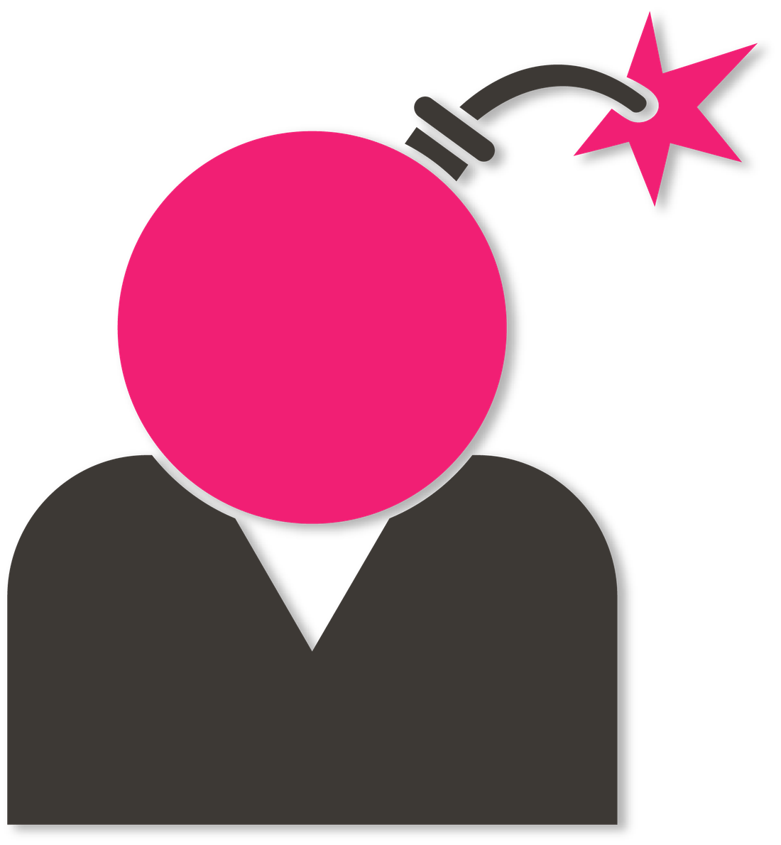 Icon showing a pink person with a bomb for a head