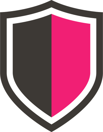 Grey and pink shield icon
