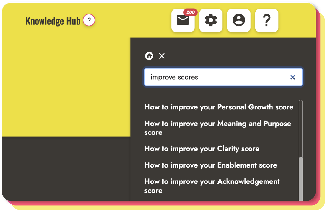 Platform screenshot showing the knowledge hub's search