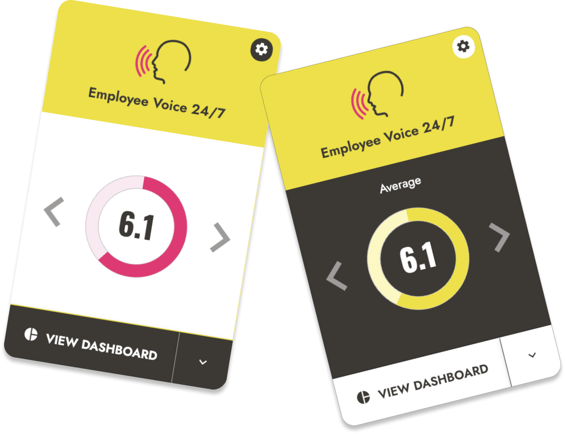 Platform screenshot showcasing our Employee Voice 24/7 listening survey