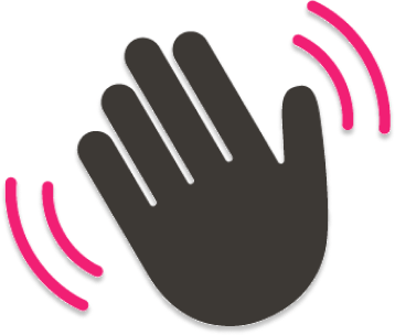 Icon showing a grey hand waving