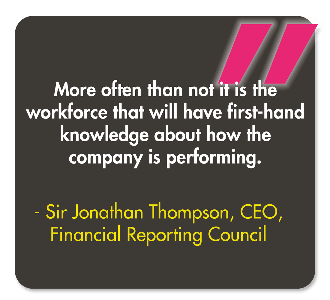 More often than not it is the workforce that will have first-hand knowledge about how the company is performing - Quote from Sir Jonathan Thompson, CEO at Financial reporting Council