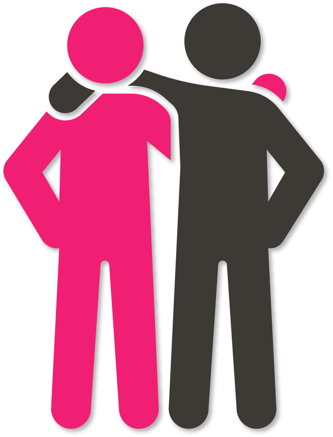 Icon of pink and grey people holding each other