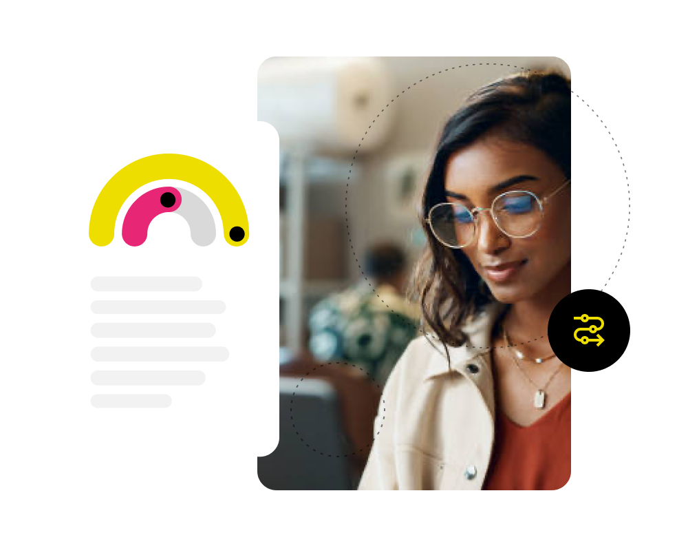 Young professional using The Happiness Index and seeing data
